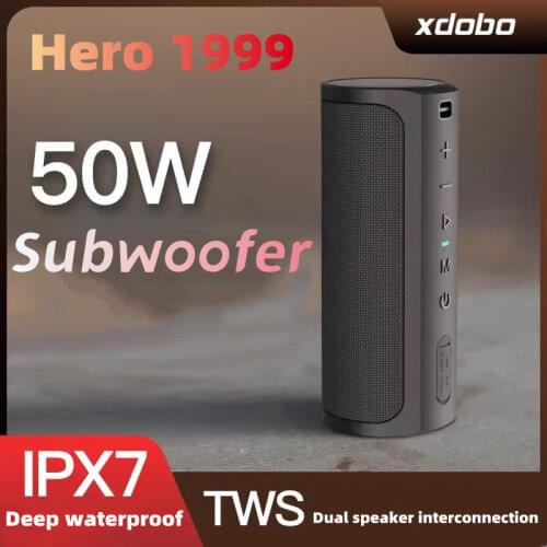 50W high-power wireless bluetooth sound column outdoor waterproof portable speaker super bass subwoofer supporting AUX TF USB BT