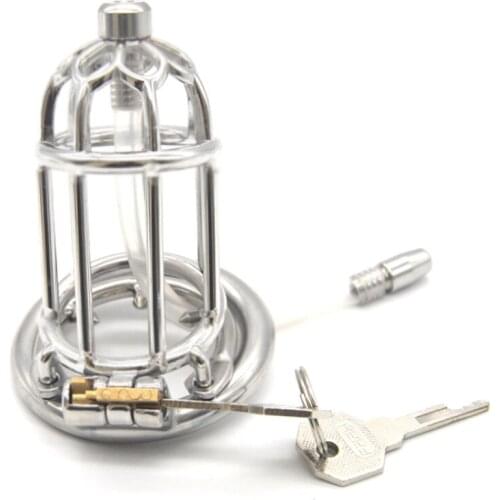 Male Chastity Device Hollow Chastity Penis Cage Apparatus Sexual Penile Lock Sperm Ring and Catheters & Sounds for Men G7-247F
