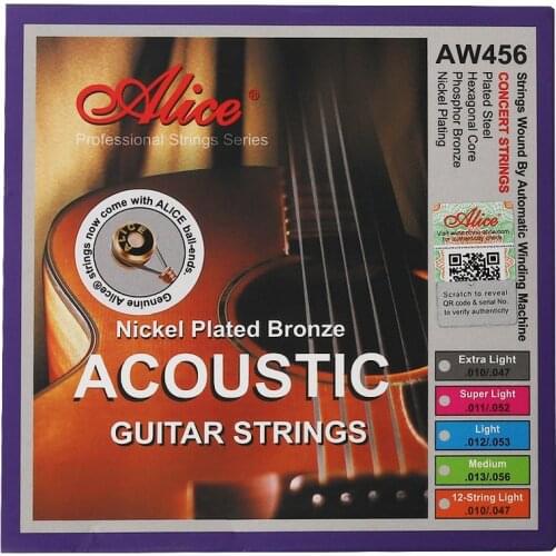 Alice AW456 Nickel Plating Phosphor Bronze Acoustic Guitar Strings Set Extra Super Light Medium