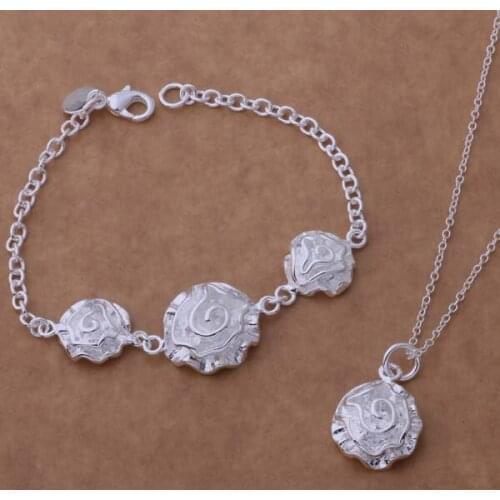 AS190 Hot sterling Jewelry Sets Bracelet 032 + Necklace 301 /ahqaiyxa aodajfka silver color