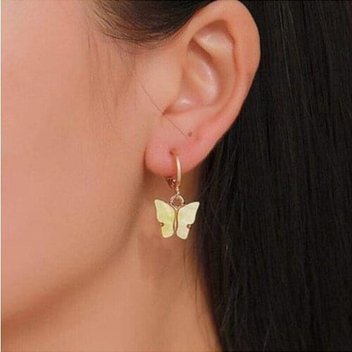 New Fashion Earring Jewelry Fashion Multi-Color Butterfly Shape Earring Pendant For Women 2021 Simple Alloy Earrings Party Gift