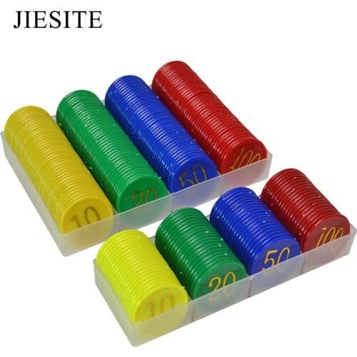 New 100pcs/set Plastic Poker Chip Set With Acrylic Tray/Box Texas Hold'em Poker Indoor Game Mahjong Plastic Coins Factory Price