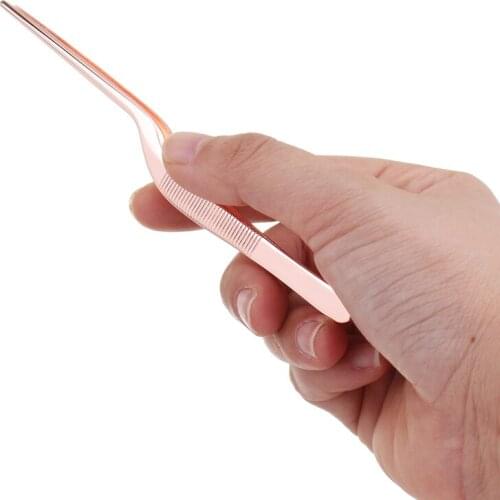 2019 New 5.47inch Mini Professional Chef Plating Tweezer Tongs Serving Presentation Stainless Steel Offset Chef Kitchen Tool