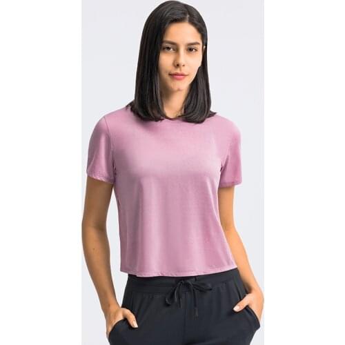 New Round Neck Loose Breathable Sports Short Sleeve Womens Moisture Wicking Running Fitness Short Yoga Wear