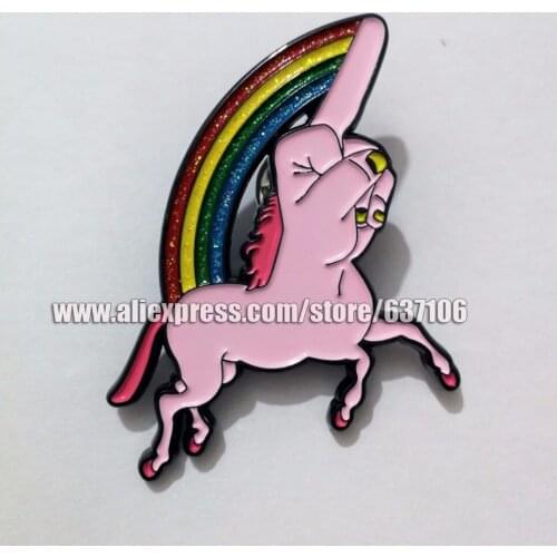 New Arrived unicorn Pins Brooches Badges for the middle finger Clothing Shoes Bag Jewelry Rainbow pins Accessories