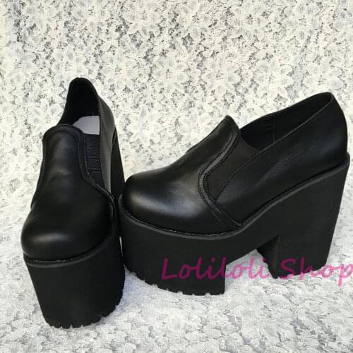 Princess sweet gothic lolita shoes Loliloliyoyo antaina Japanese design shoes custom black PU thick heel shoes 5142s-1