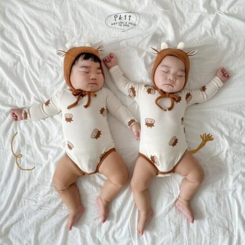 FULAIMAN Autumn Male Baby Clothes Suit Cotton Long Sleeve Baby Bodysuits + Hat Toddler Boys Spring Newborn Clothes