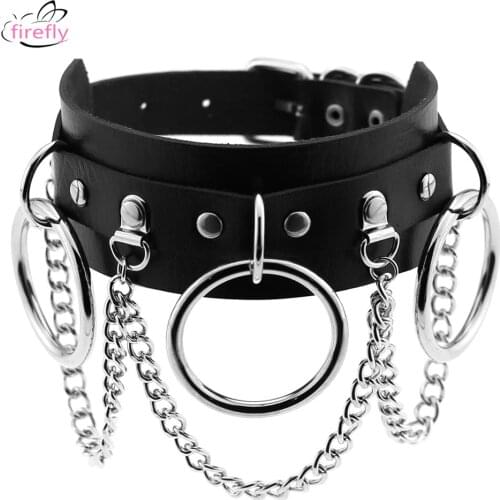 Porn O-ring Collar Bondage Slave BDSM Necklace Neckband Roleplay Punk Style Leather Double-layer Chain Cosplay Games Sex Toy