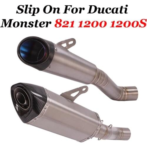Slip On For DUCATI Monster 821 1200 1200S 2019 2020 Motorcycle Exhaust Escape Modiifed Titanium Alloy Middle Link Pipe Muffler