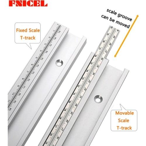 300-800mm Aluminum Alloy T Track Slot with Scale Movable scale T-tracks DIY Router Table Saw Woodworking Tools 45 Type