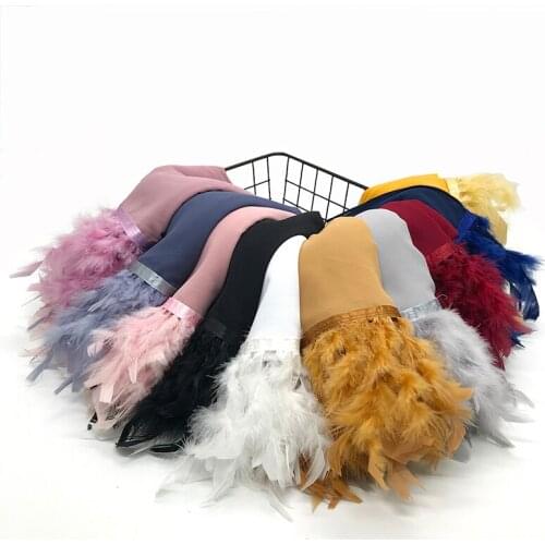 Laven Luxury Feather Scarf Hijabs Plain Bubble Chiffon Head Wrap Solid Color Women Popular Shawls Muslim Turban Bandana 190X70cm