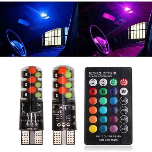 Universal Car RGB LED 12V T10 RGB 5050 6SMD 6 SMD Remote Controller Reading Wedge Light Signal Lamp Wholesale interior Car Light