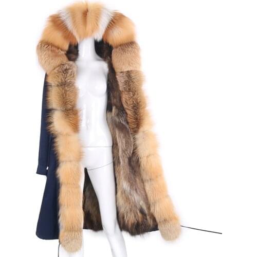 7XL Women X-long Waterproof Outerwear Detachable Parka Real Fur Coat Winter Jacket Natural Raccoon Fur Linner Coat