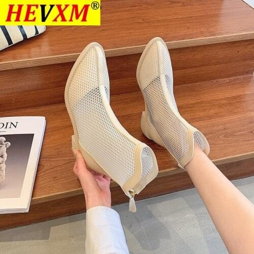 2021 Summer Shoes Women Boots Breathable Ladies Mesh Shoes Summer Women Footwear Zipper Black White Ankle Botas