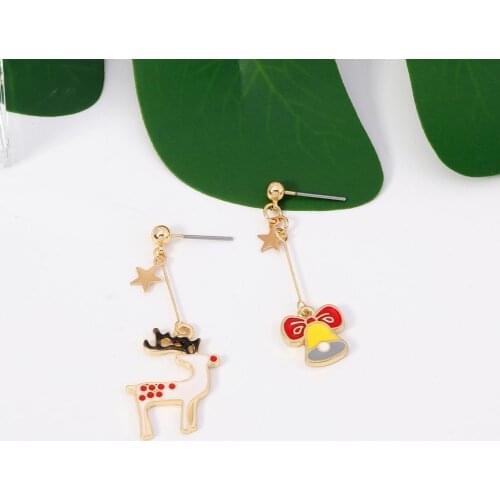 Women Creative Christmas Deer Bell Ear Stud Earrings Xmas Gift Party Jewelry Earrings for Women earings pendientes kolczyki Gift