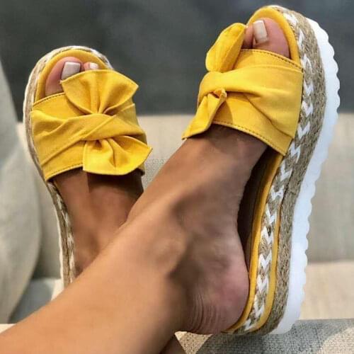 2021 Women Summer Sandals Woman Shoes Woman Slip on Bow Flip Flops Summer Beach Slippers Flat Female Shoes Non-slip Wedge Shoes