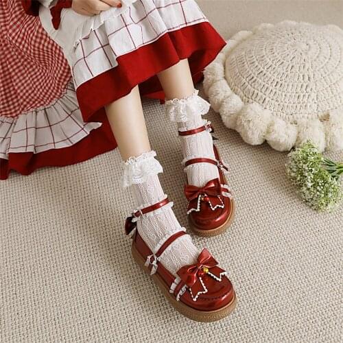 Brand Female lolita cute women Flats platform wedges high heels gothic cosplay shoes woman sweet Girls Student shoes Red Black