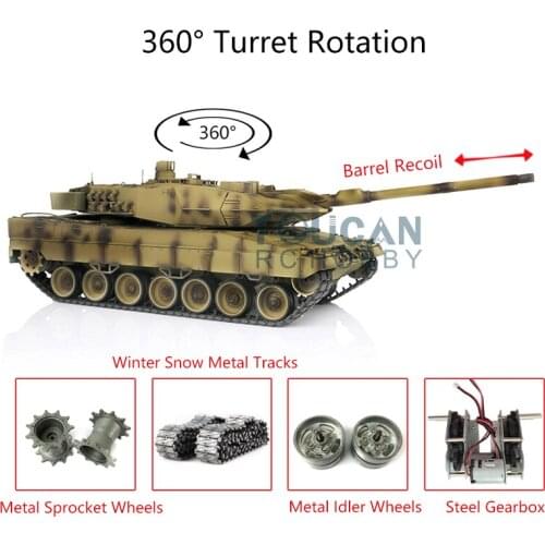 1/16 Heng Long 7.0 Leopard2A6 RC Tank 3889 360 Turret Barrel Recoil TH17659-SMT4
