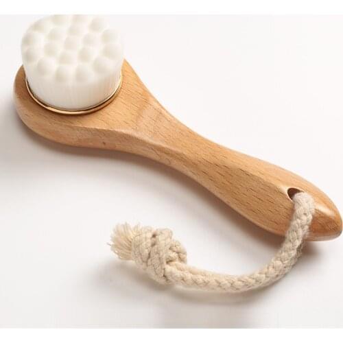 1pc Face Cleansing Brush Wooden Handle Professional Fiber Exfoliating Face Cleansing Brush For Deep Pore Cleansing Face