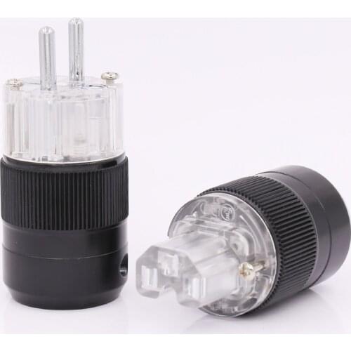 Pair Unprinted Silver Plated Schuko Power Connector Audiophile DIY Mains Power cord Plug hifi