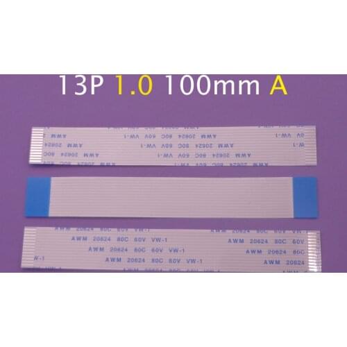 5pcs 13pin FFC FPC flat flexible cable 1.0mm pitch 13 pin A Forward Length 100mm Ribbon Flex Cable AWM 20624 80C 60V VW-1