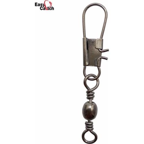 Easy Catch 50pcs Barrel Fishing Swivel With Interlock Snap Black Barrel Swivels Hard Fishing Tool Connector Size 4 6 8 9