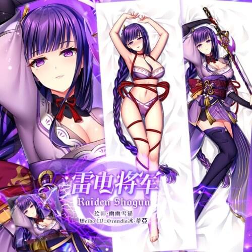 Anime Genshin Impact Raiden Shogun Baal Sexy Cosplay Dakimakura 2WAY Hugging Body Pillow Case Otaku Pillow Cushion Cover SM