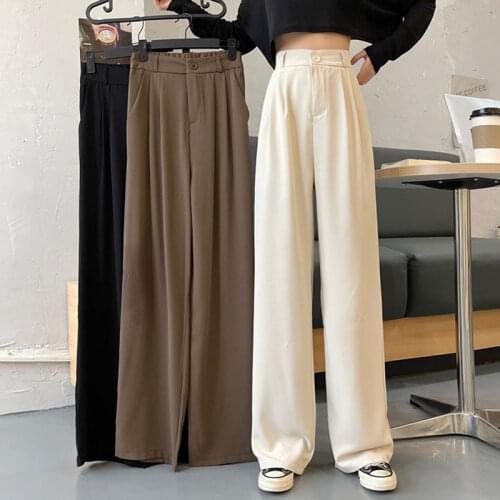 Womens pants autumn traf Korean version of high waist, thin and wide legs harajuku Womens pants loose straight pants for women