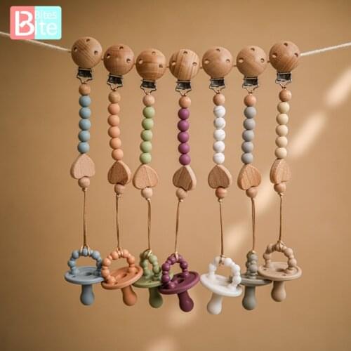 Pacifier Chain 2Pcs/Set Silicone Pacifier Love Pacifier Chain BPA Free Nipples Holder Soother Chains Baby CustomTeething Toys