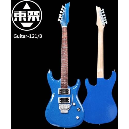 Wooden Handcrafted Miniature Guitar Model guitar-121/Blue Guitar Display with Case and Stand ( for Display Only!)