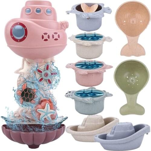 Baby Bath Toys for Toddlers 1-3 Year Old, Kids Bathtub Water Toys with Baby Bath Stacking Cup Gift for Boys