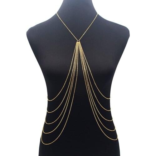 Long Tassel Body Chain Sexy Beach Gold Silver Color Disco Party Accessories Bra Cross Body Chain Jewellery For Women