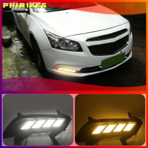 2PCS LED DRL Daytime Running Light Daylight with turn signal lamp For chevrolet cruze 2015