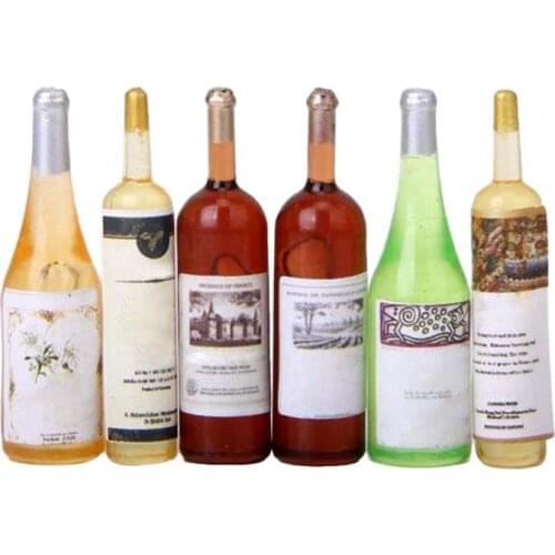 6pcs Mini Simulation Resin Wine Bottle 1/12 Dollhouse Miniature Accessories Decor Furniture Model Toys Children Gifts