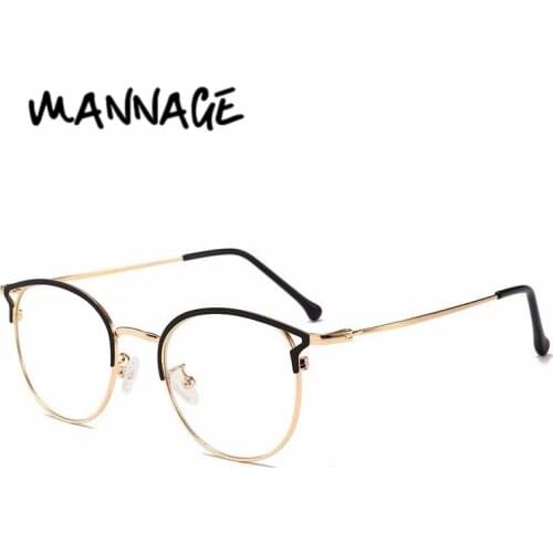Retro Metal Glasses Frame Women Cat Eye Myopia Anti Blueray Computer Eyeglasses Frame Lady Stylish Eyewear High Quality