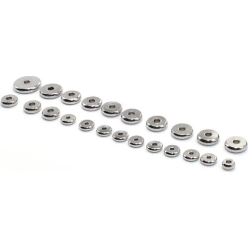 50pcs 4/5/6/8/10mm Stainless Steel Round Flat Jewelry Spacer Beads Fit Bracelet Necklace Spacer Ring DIY Jewelry Findings