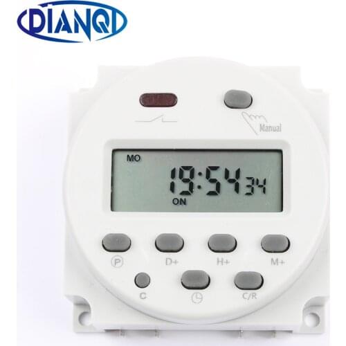 No lock AC DC 12V Round Digital LCD Power Timer Weekly Programmable Electronic Time Relay Switch 8A TO 16A CN101 weekly