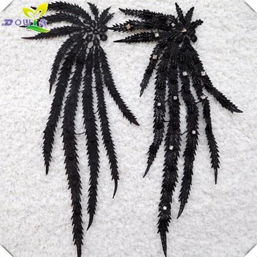 DIY lace lace accessories with water soluble cloth patch and applique patches to decorate the black embroidery flowers