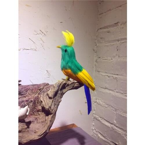 Small simulation green&yellow bird model plastic & furs cute bird doll gift about 15cm 0681