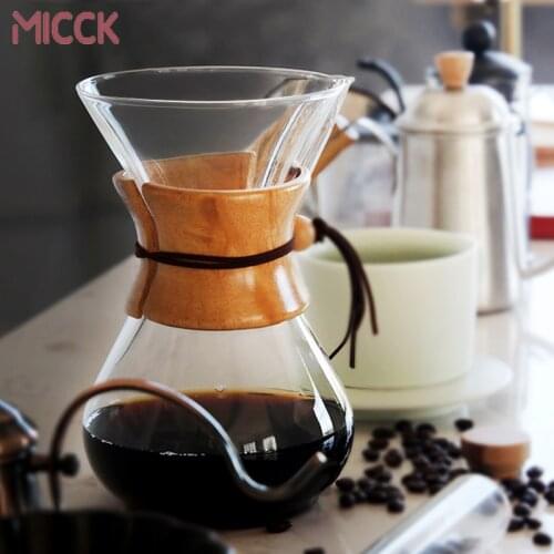 MICCK Classic Glass Coffee Pot Espresso Coffee Maker Simple Style High Quality Pour Over Coffeemaker Coffe Machine Filter 400ml