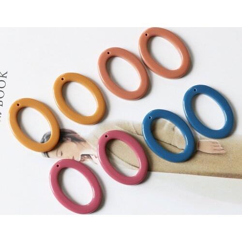 40 PCS 2.5cm*3.5cm Fashion Resin Oval Earring Pendant Connectors DIY Jewelry Findings Wholesale Supply