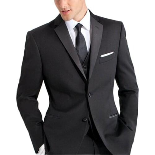 Custom Mens Suits New Handsome Classic Groom Men Suit Black Wedding Blazer For Men Three Piece Slim Fit Groomsmen