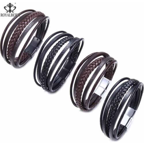 RoyalBeiery 2019 New Fashion Charm Bracelet Leather Capsule Magnet Bracelet Mens Leather Wrist Chain Wild Tide Products 1pc