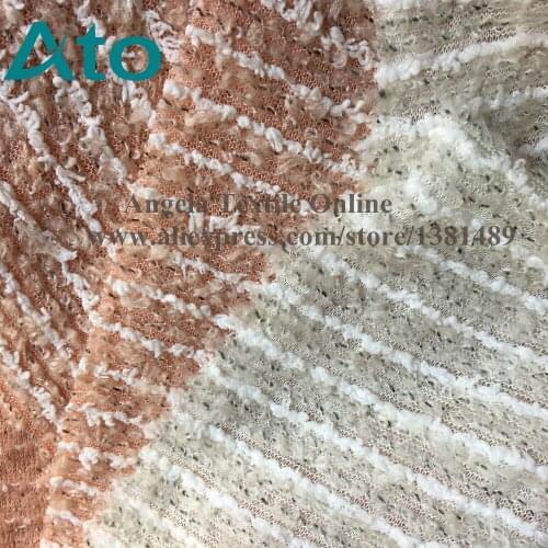 Wholesale thick sweater Striped Knitted Fabrics Jacquard Stripe soft stretchy bonded Modacrylic / Cotton fabrics