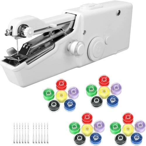 Portable Handheld Sewing Machine Electric Quick Stitch Sew Needlework Cordless Clothes Fabrics DIY Sewing Machine and Sewing Kit