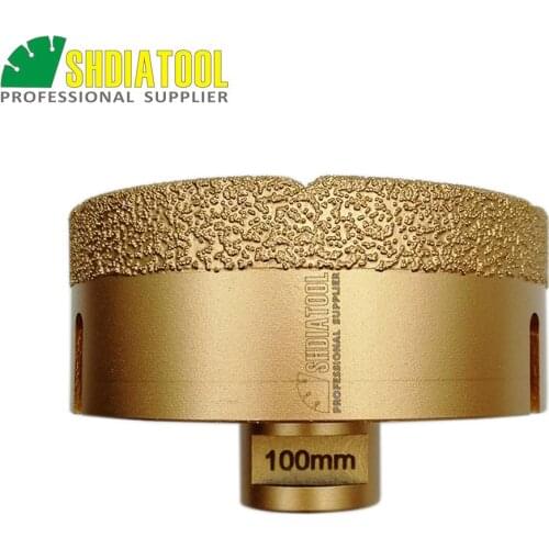 SHDIATOOL Dia 100mm M14 Vacuum Brazed Diamond Drilling Core Bit 15MM Diamond Height Granite Marble Ceramic Hole Saw Drill Cutter