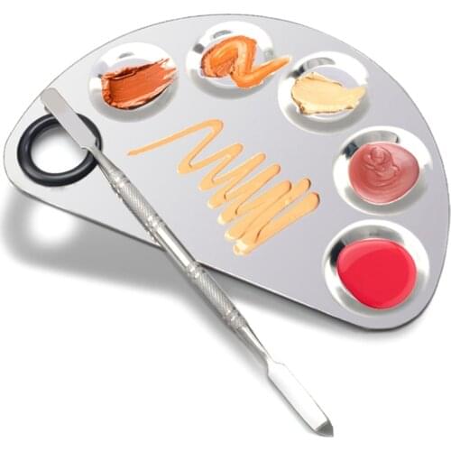 Mixing Palette Stainless Steel Nail Art Polish Mixing Plate Makeup Foundation Eye Shadow Mixing Palette Spatula Tool