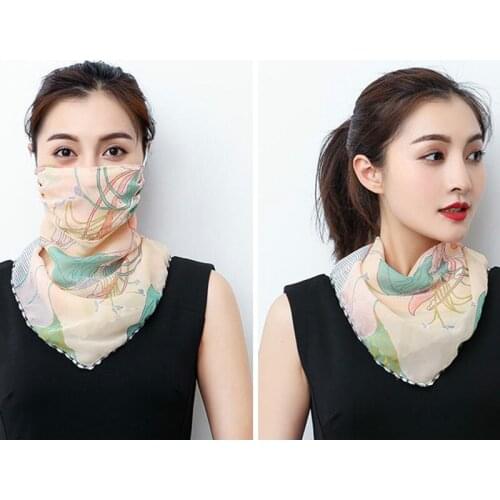 Hanging Ear Thin Face-Covering Scarf Triangle Veil Scarf Sunscreen Neck And Face Veil Small Square Scarf Drop Shipping Fulfill