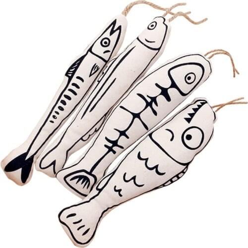Pet Supplies Funny Cat Stick Chews and Relieves Stuffiness Paper Sound Catnip Cotton Cloth Art Fish Shape Indoor Dog Toys
