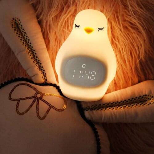 Smart penguin table alarm clock wake-up clock electronic desktop digital light multifunctional hotel family Drop shipping